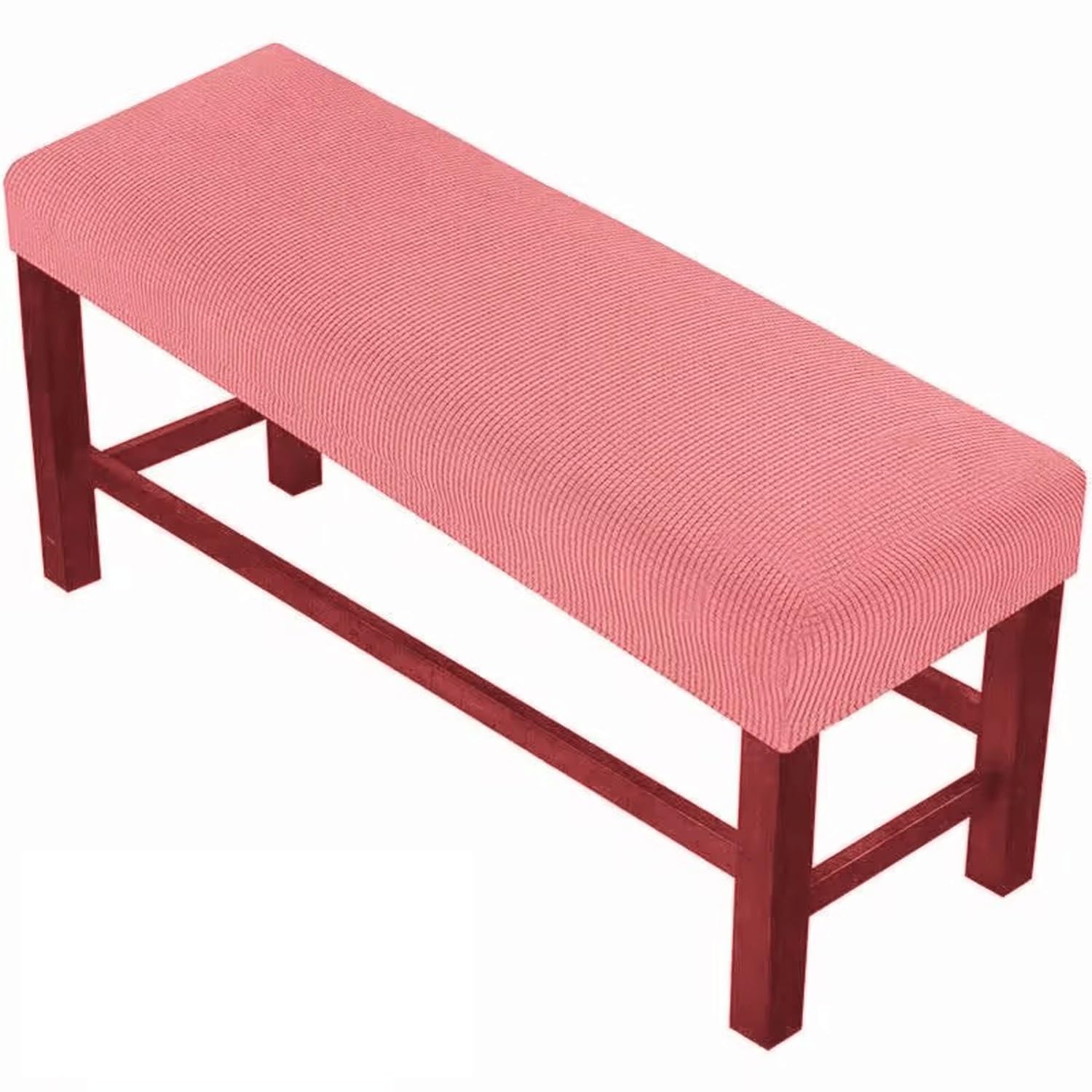 VEAI Bench Cushion Covers Indoor 120 175cm 150cm, Ottoman Cover Rectangle with Elastic Bottom, Pouffe Cover Rectangle Soft Slipcover for Living Room and Kitchen(Peach,60-85cm)