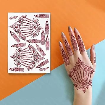 VOORKOMS Flower Mehndi Henna Mehndi Termporary Tattoo Stiker For Girls & Women Tattoo Sticker