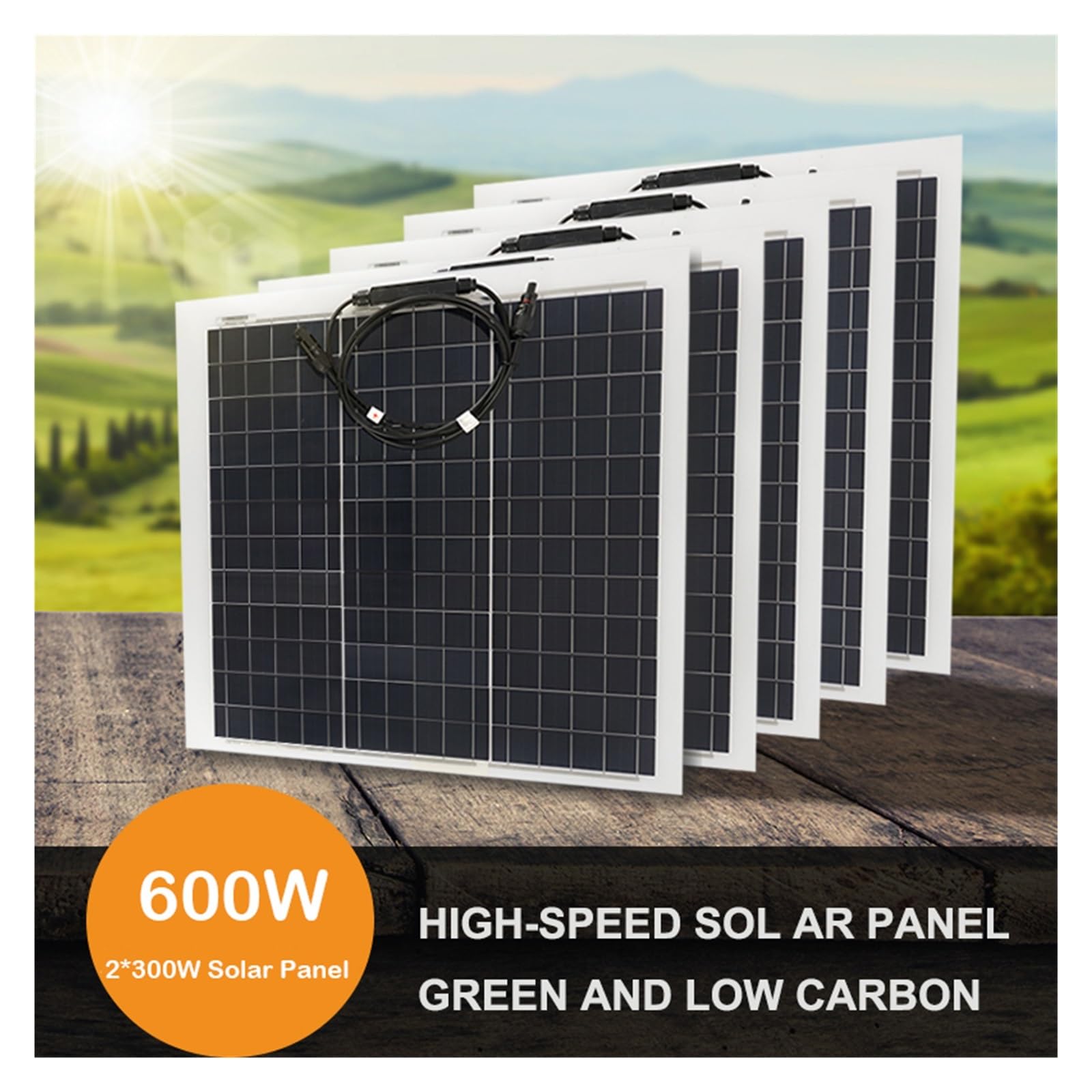 Panel Solar 300W Célula monocristalina Flexible RV 12V Kit de Panel Solar con Controlador Completo for automóvil/Barco/batería/Camping Seguro Eficiente(1pc-300W 30A Kit)
