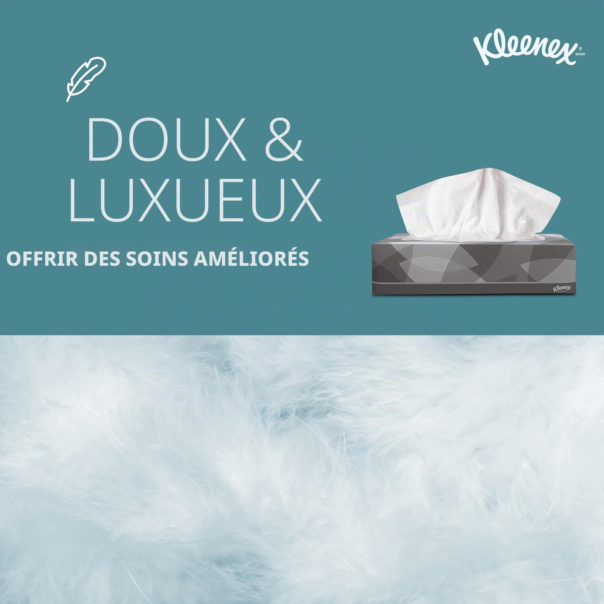 Boîtes de Mouchoirs Kleenex® 8815 – 2 Épaisseurs, Blancs, Doux, Résistants & Certifiés FSC – 40 Boîtes x 100 Mouchoirs (Total 4 000 mouchoirs)