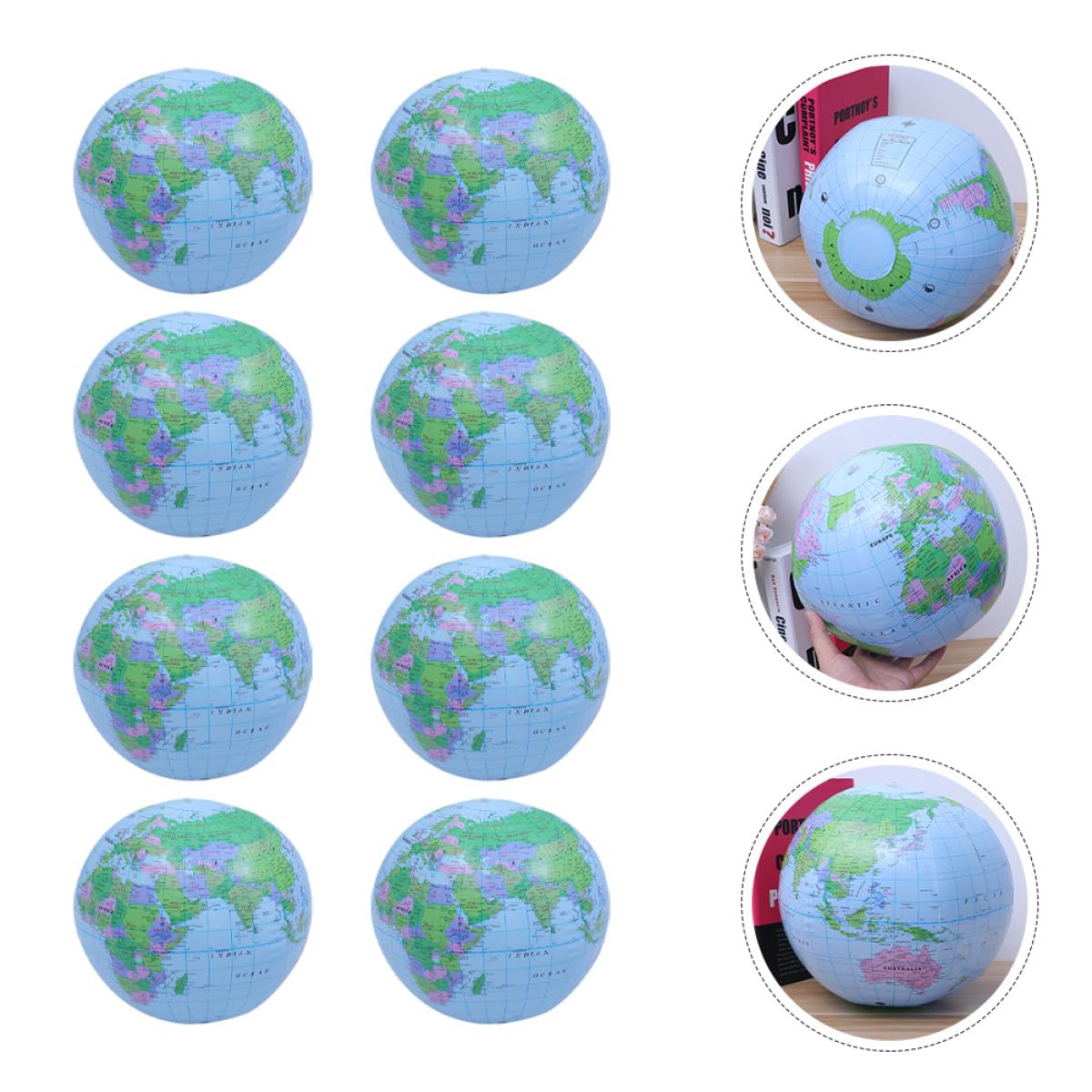 Artibetter Palloni da Spiaggia Gonfiabili a Forma di Globo 8 Pezzi in Pvc Sicuro 30 Cm per Piscina e Spiaggia Giocattolo Estivo Galleggiante per Feste e Attività Outdoor