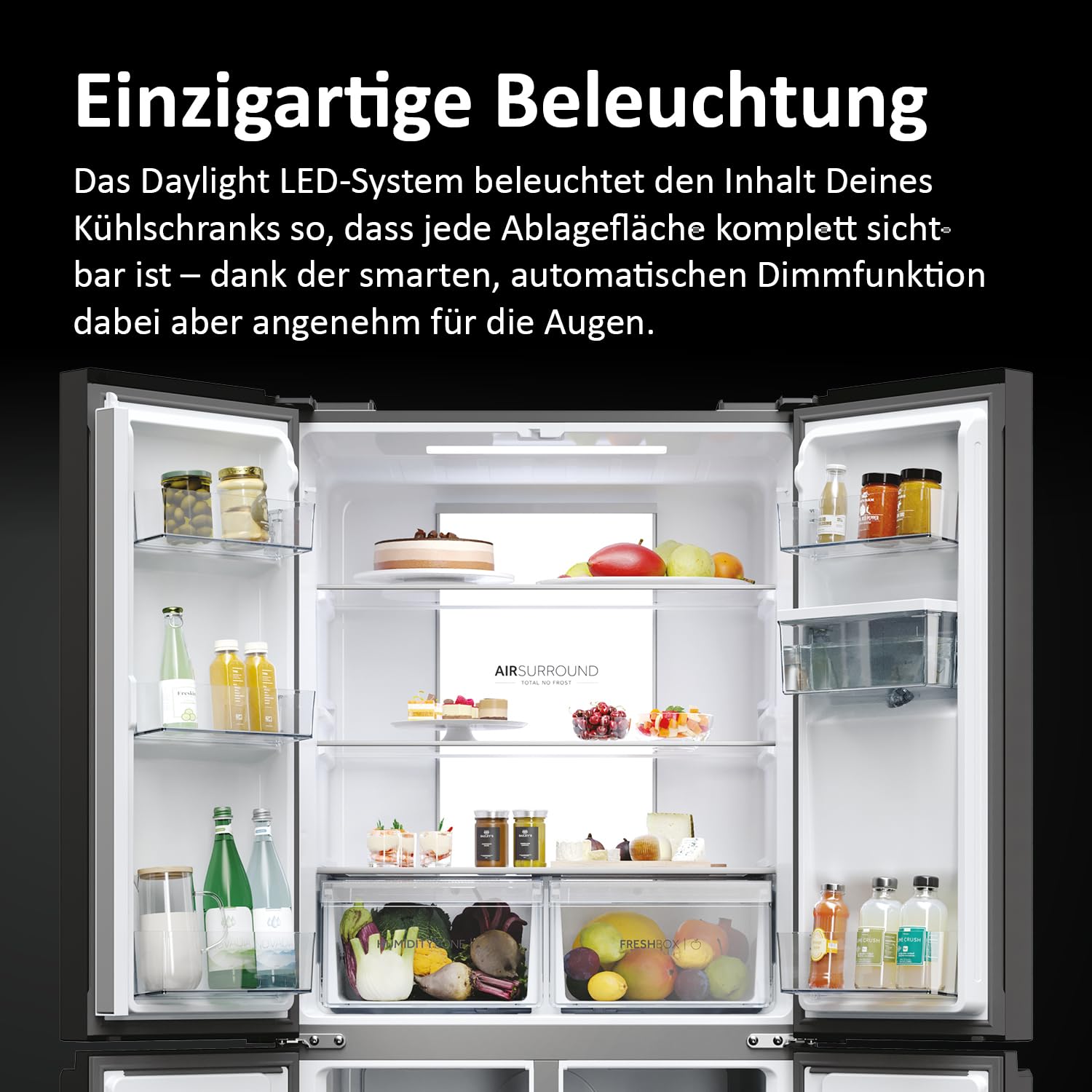 Haier Multi Door Kühl-Gefrierkombination CUBE 83 Serie 7 HCR7818DWPT | 4-türiger Kühlschrank mit Gefrierfach, XXL-Fassungsvermögen & 83cm Breite, 463L, Energieklasse D, Wasserspender & No Frost