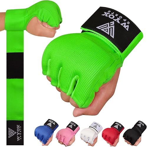 Miniatura 5 de WYOX - Vendas elásticas de boxeo con nudillos acolchados de gel en el interior, para proteger los puños, para mujeres y hombres, muñequeras para