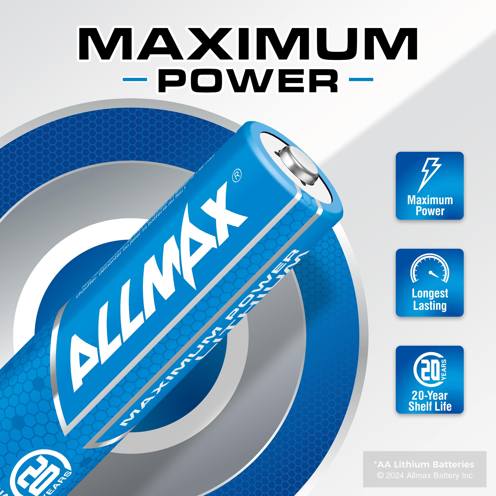Allmax AA Lithium Batteries (24 Count) – Longest Lasting, Leakproof, 20-Year Shelf Life, Perfect for Blink Security Cameras – 1.5V