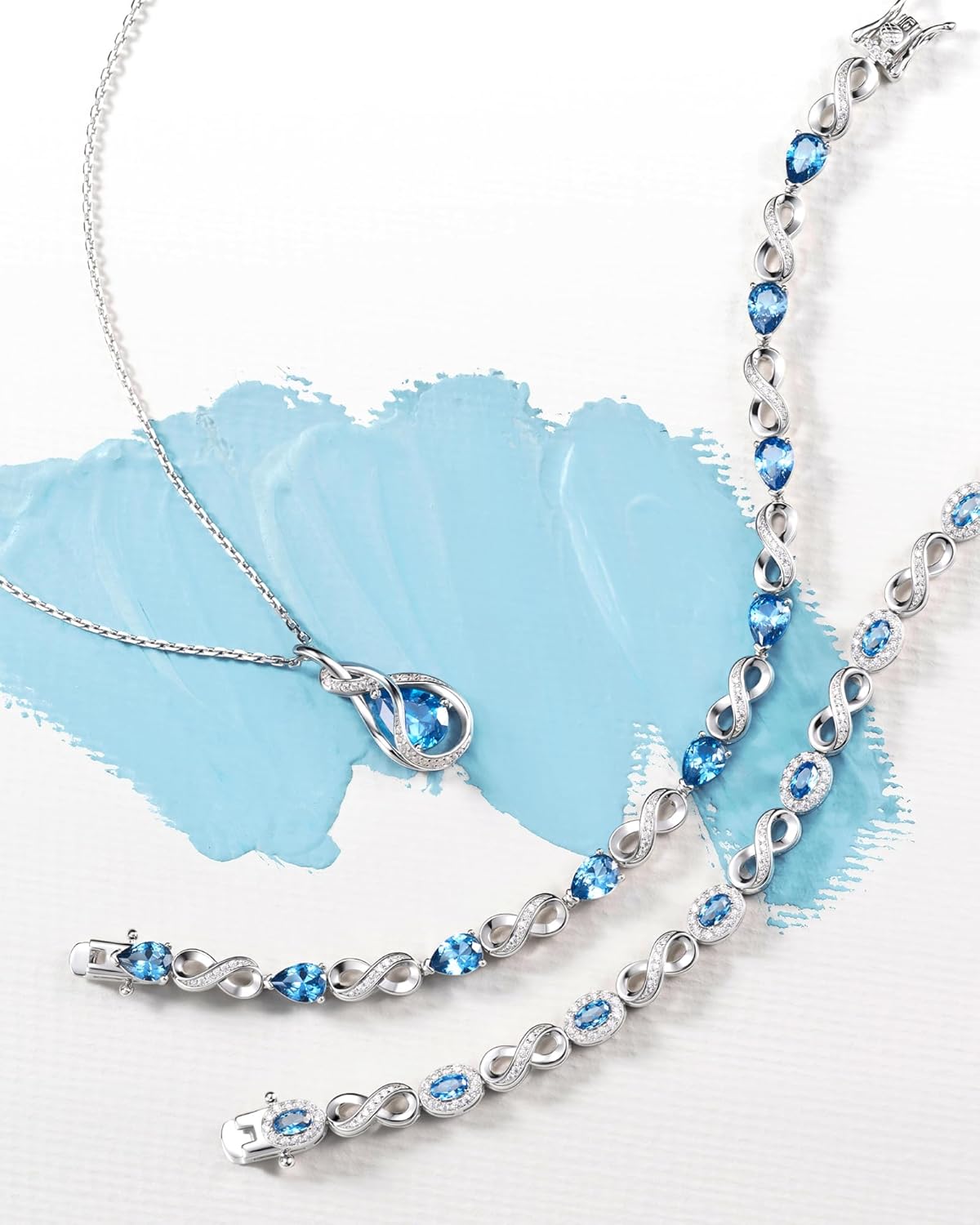 FANCIME TimelessTie Birthstone Necklace for Women White Gold Plated Sterling Silver Ribbon Design Jewelry Knot Pendant Fine Jewelry Gemstone Anniversary Birthday Graduation Mothers Day Gifts for Women Wife Mother Her - Image 3