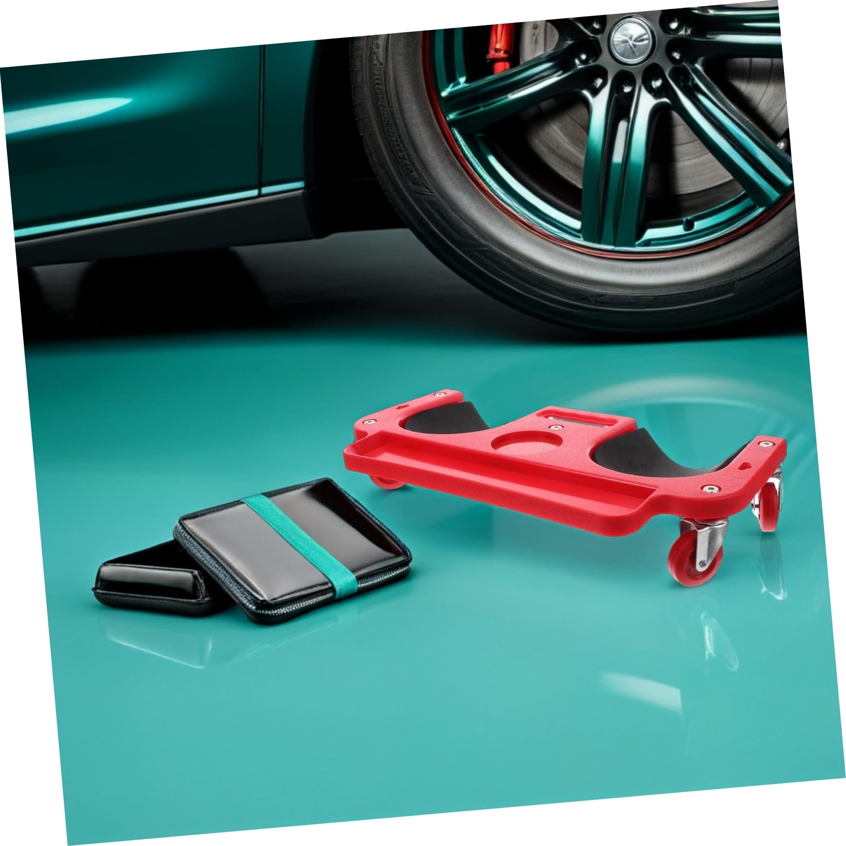 Coussin de Genou Robuste avec Roues pour Mécanicien Protection Genoux Mobile pour Travaux Sol Réparation Auto Carrelage et Chantier Tapis Pliable Ergonomique