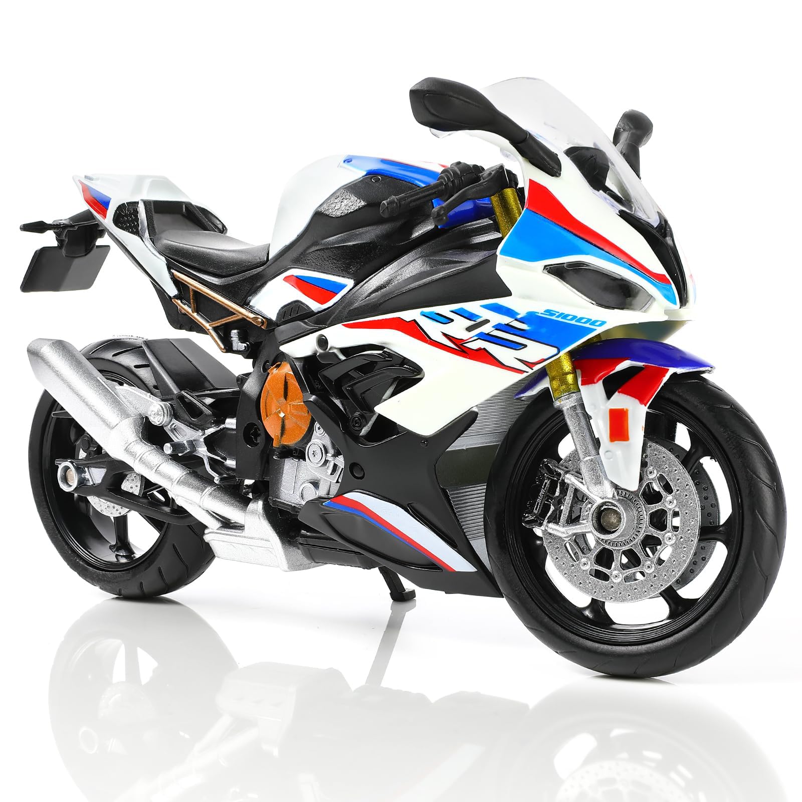 1/12 Motorcycle Model Toy Mini Alloy Metal Diecast Motorcycles Models White Motorcycle Model Toy Sport Motorcycle Racing Model Collection Gift for Men Kid Boy