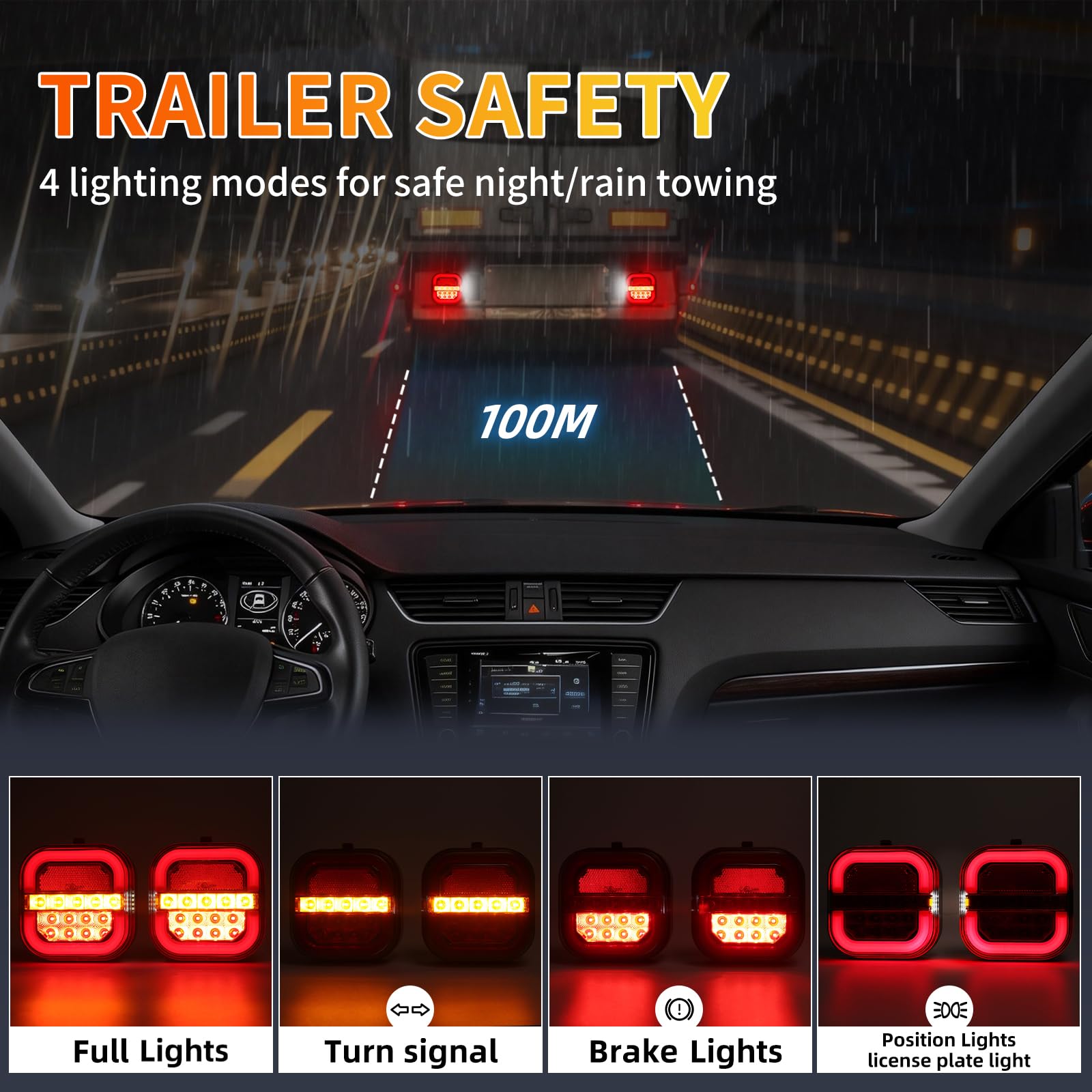 inalámbrica Luces traseras remolque led magnéticas 12v wireless - recargable, impermeable, sin cable, homologada E