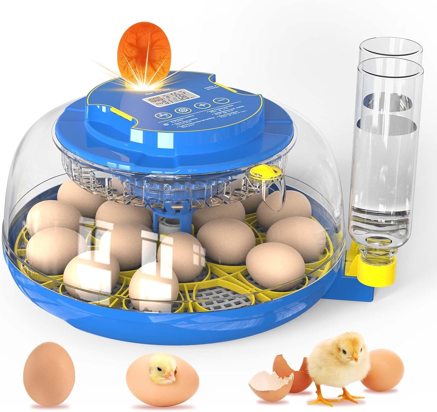 Incubator for Hatching Eggs-18 Egg Incubator with Automatic Egg Turning and Humidity Control 360°View Incubadora De Huevos,Ducks,Goose,Pigeon,Quail Incubator for Home,Farm,Lab,Science Classroom