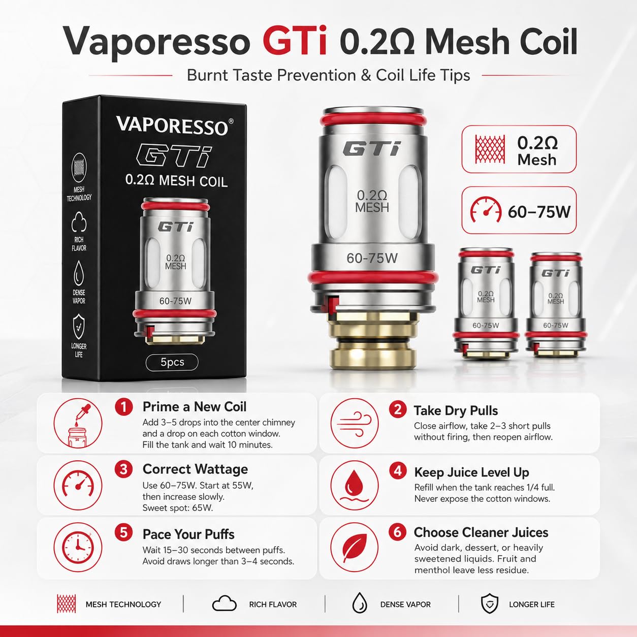 vaporesso armour max coil GTI 0.2 Ohm [Pack of 5] Flavors:Rose Watermelon Lost Mary MT50K Turbo Lost Angel Mate 50K
