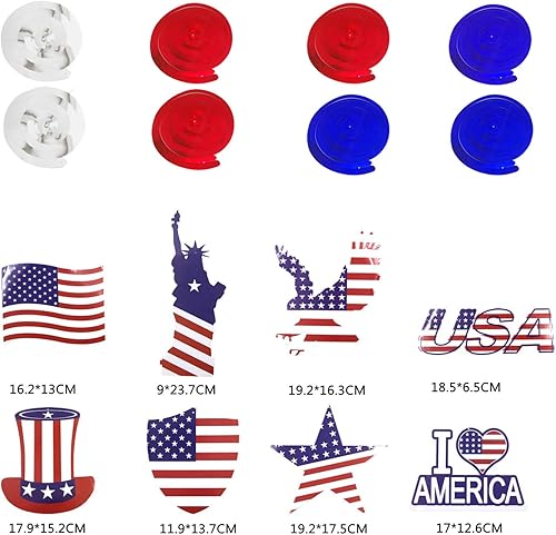 Miniatura 3 de ZERODECO Suministros de fiesta de Estados Unidos, juego de abanicos de papel azul marino y rojo, con pompones de estrella, remolinos colgantes,
