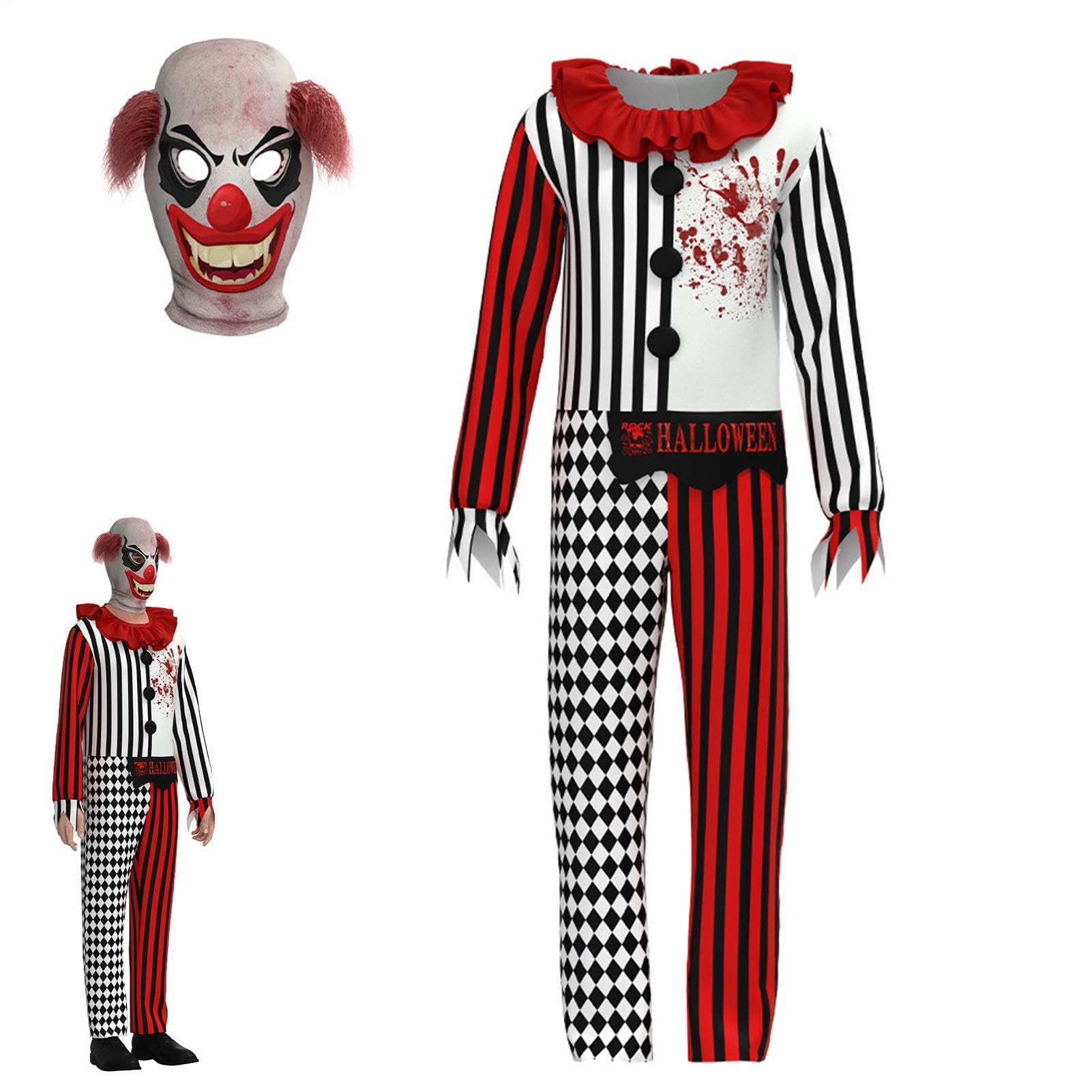 Halloweenowy Kostium Klauna Przerażające Świąteczne Przebranie | Kombinezon Postaci Klauna Na Straszne Przyjęcie W Nawiedzonym Domu Scenę Cosplay Wydarzenie Fotografię Dla Chłopców