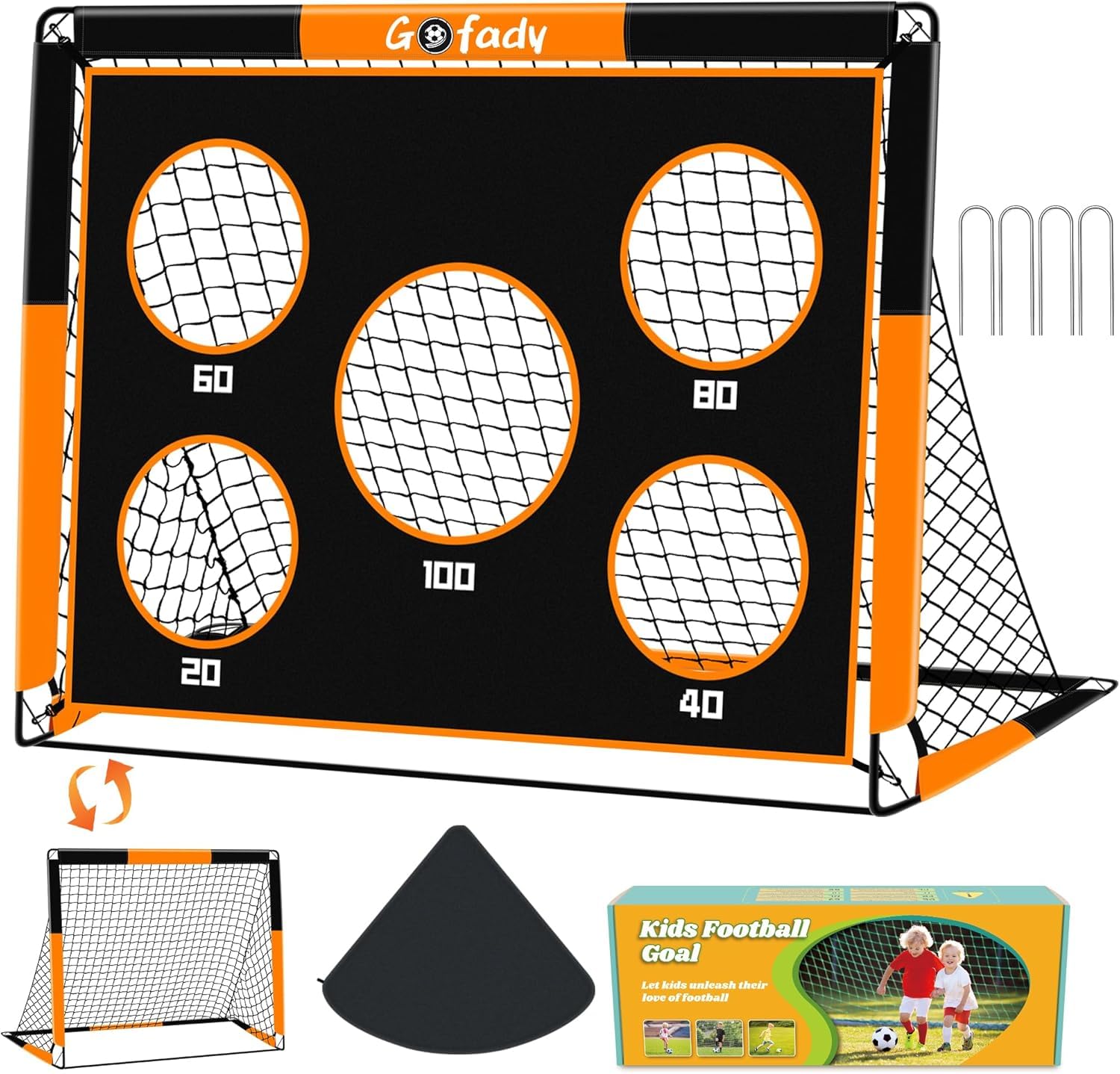 But de Football pour Enfants 2 en 1 avec Filet, 5 Cibles et Sac de Transport, Cage de Foot Exterieur 1.2M/1.5M