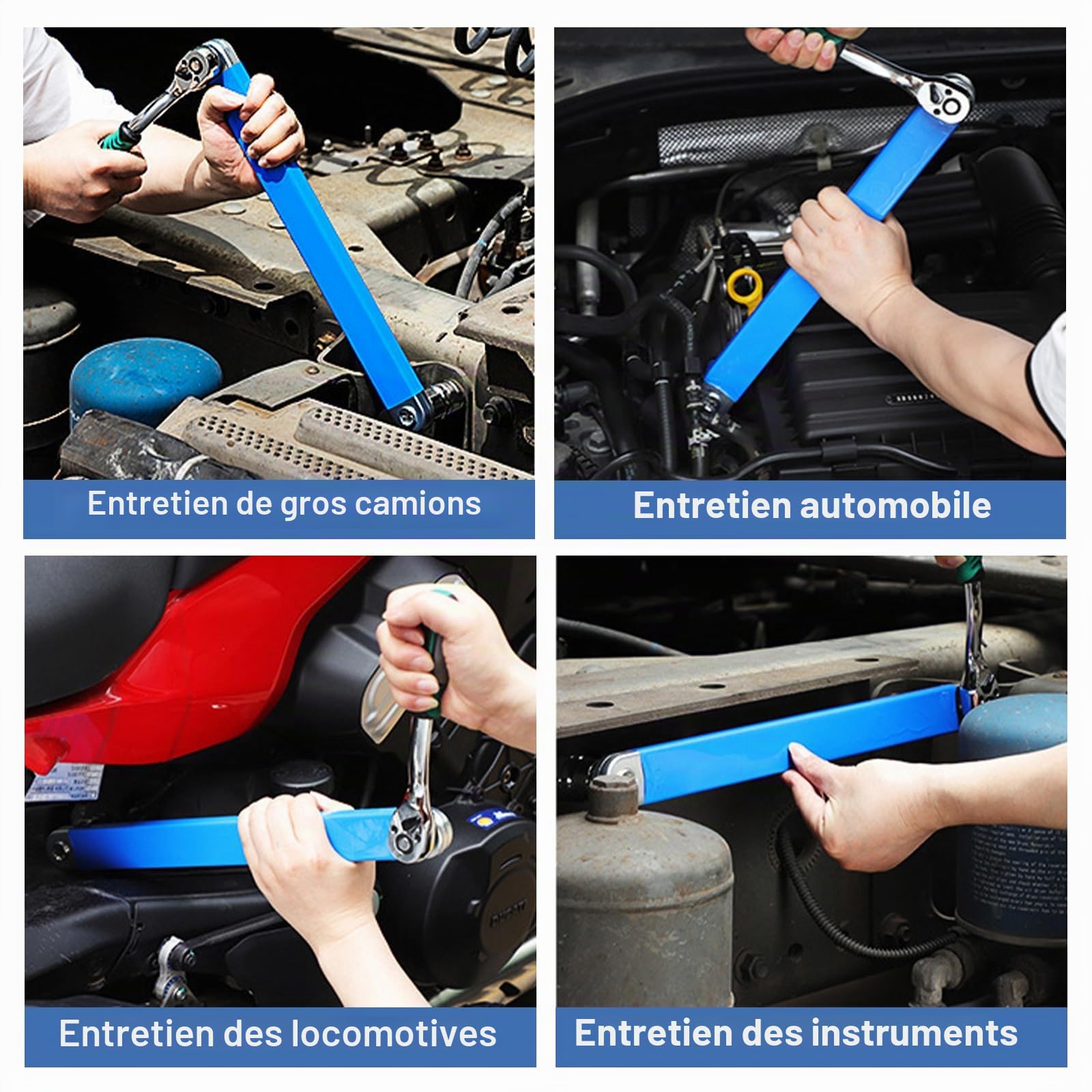 Clé d'extension coudée Offset avec adaptateur d'entraînement 1/2", 1/4" et 3/8", clé d'extension offset pour mécaniciens, artisans de garage