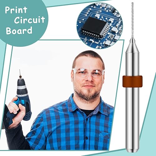 Miniatura 5 de Lothee Juego de 30 brocas de carburo de tungsteno con vástago de tungsteno, placa de circuito de impresión PCB de acero de tungsteno, flauta,