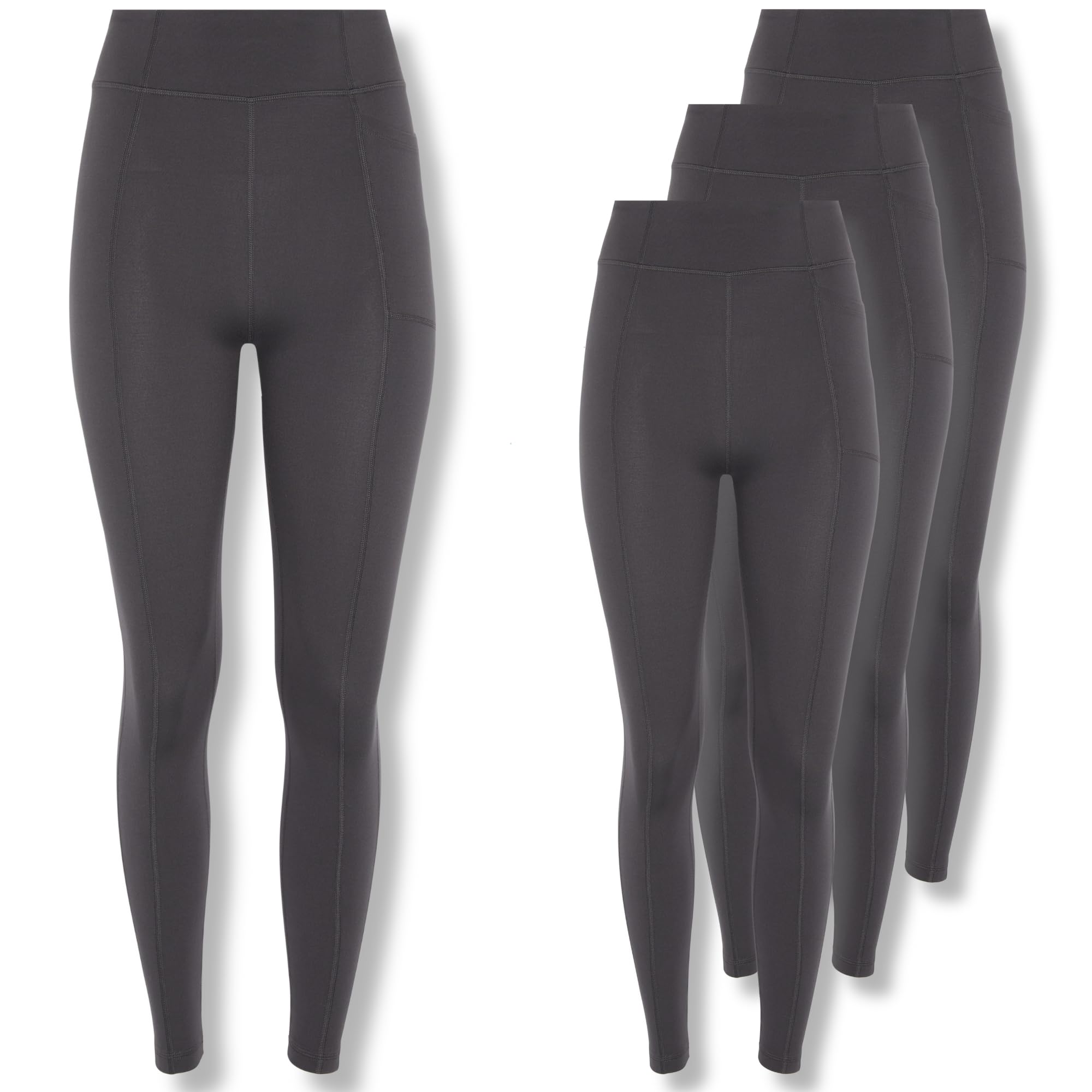 Fm London Women's Charcoal 3 Pack High Waisted Leggings (Uk, Alpha, Xs, S, Regular, Regular, )