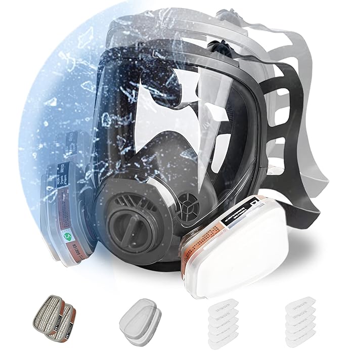 Buy Full Face Respirator Mask, Reusable Respirator Mask with Filters