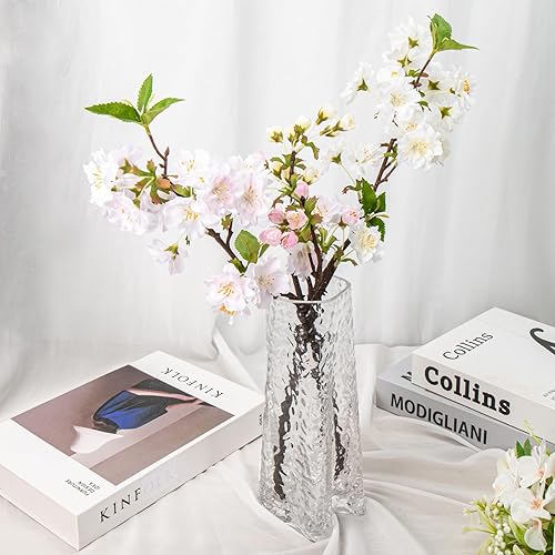 Miniatura 4 de Florero transparente grueso con forma de estrella, jarrones de 9 pulgadas de alto para ramo, jarrones de vidrio para flores, jarrón único para
