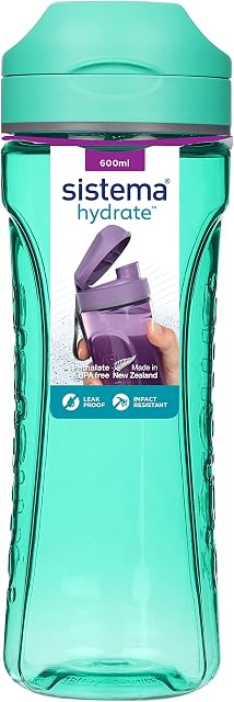 Sistema Hydrate Tritan Swift Water Bottle | 600 ml | Leakproof Water Bottle | BPA-Free | Recyclable with TerraCycle®| Assorted Colours