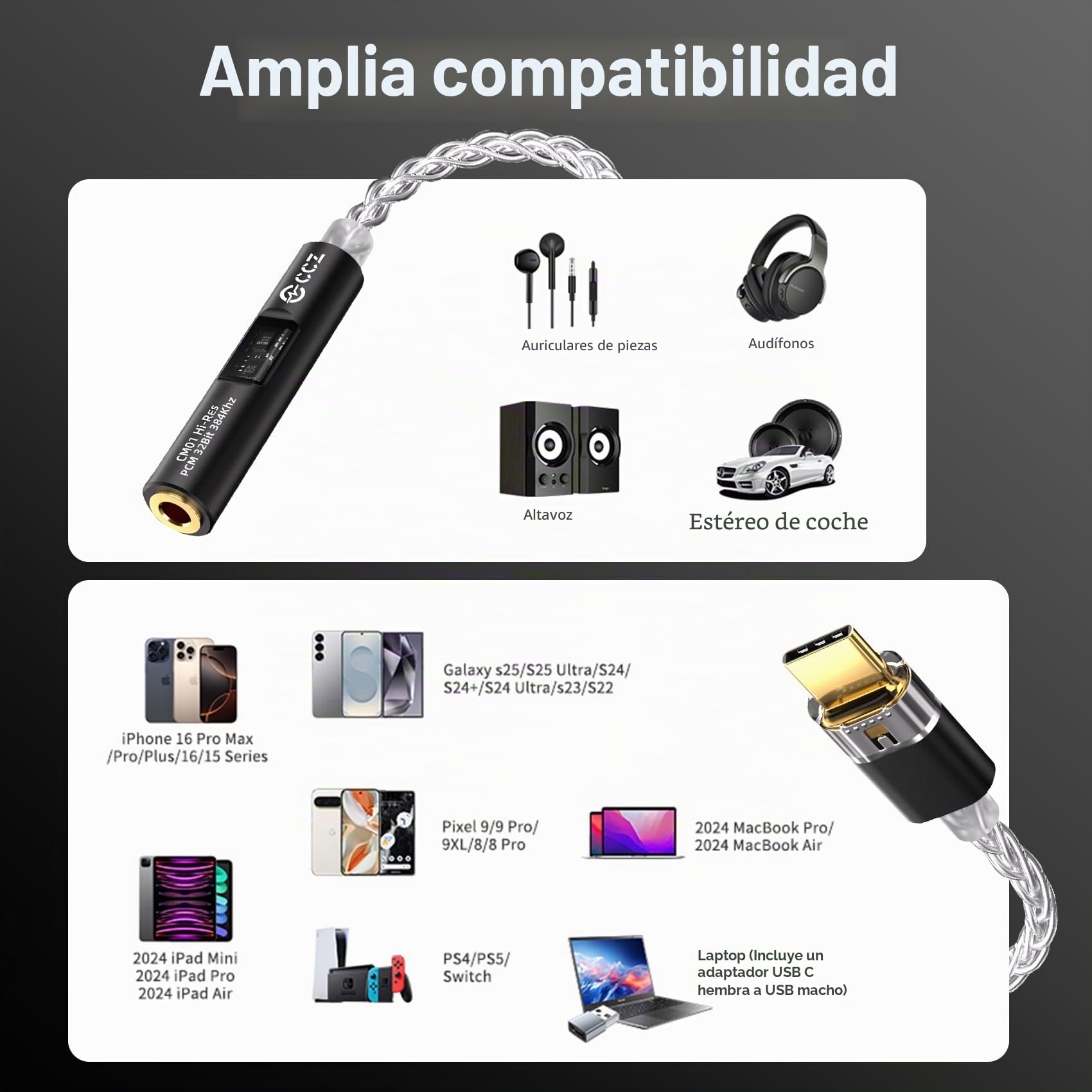 Yinyoo KZ ZS10 Pro X Auriculares HiFi + CCZ CM01 Adaptador DAC - Solución de Audio de Alta definición
