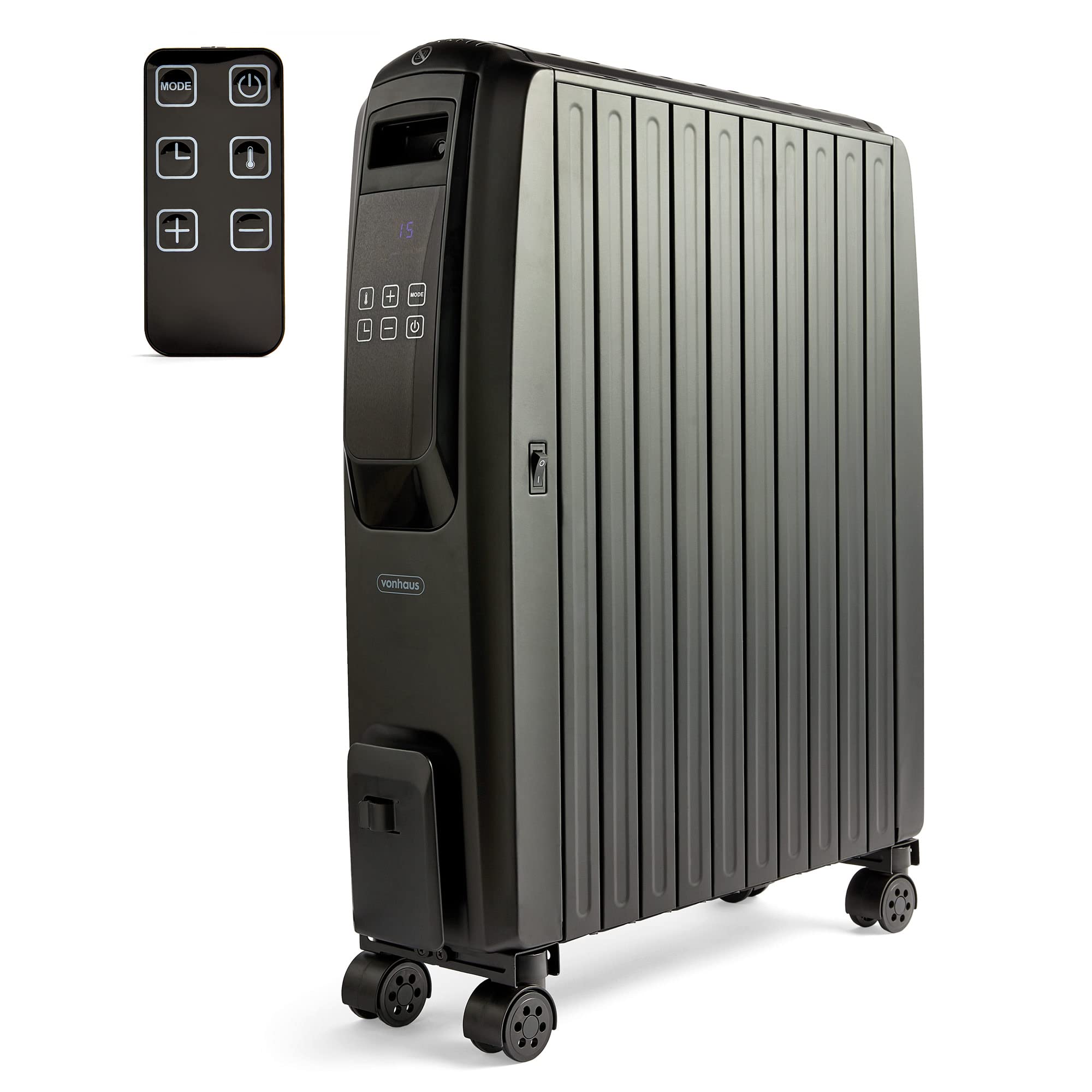 VonHaus Digital Oil Filled Radiator with Remote Control u0026 LED Display,  Electric Heater/Oil Radiator Warms Any Room, Thermostatically Controlled  2.5kw Oil Heater for Maximum Warmth, 2 Year Warranty : Amazon.co.uk: DIY u0026