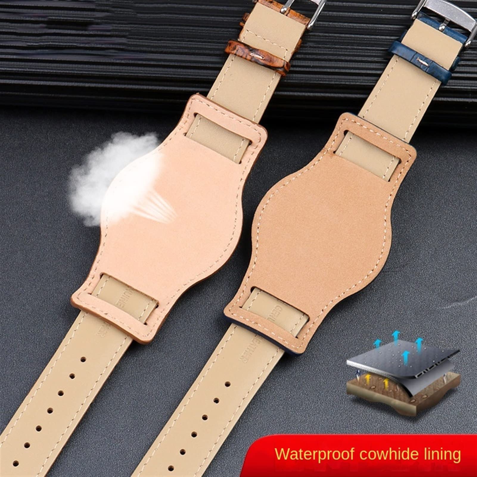 Echtes Leder Uhrengurt 20mm 22 mm Herren Uhrband mit Mattenhandwerken Band handgefertigtes Armband
