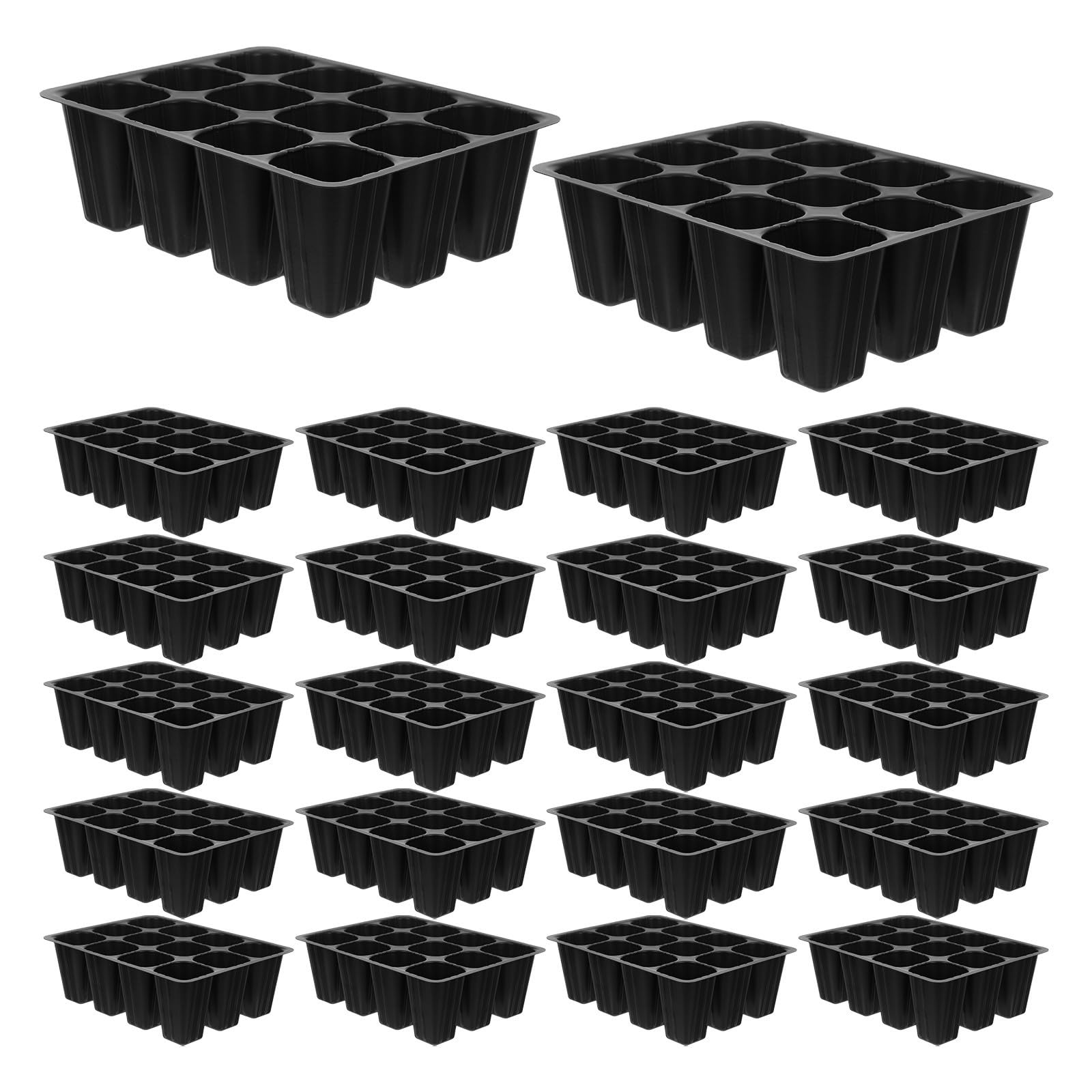 Toddmomy Bandeja para Germinación Negra de Plástico con 12 Celdas y Orificios de Drenaje, Resistente y Óptima para Cuidado Diario de Plantas y Hierbas, Paquete de 30 Unidades