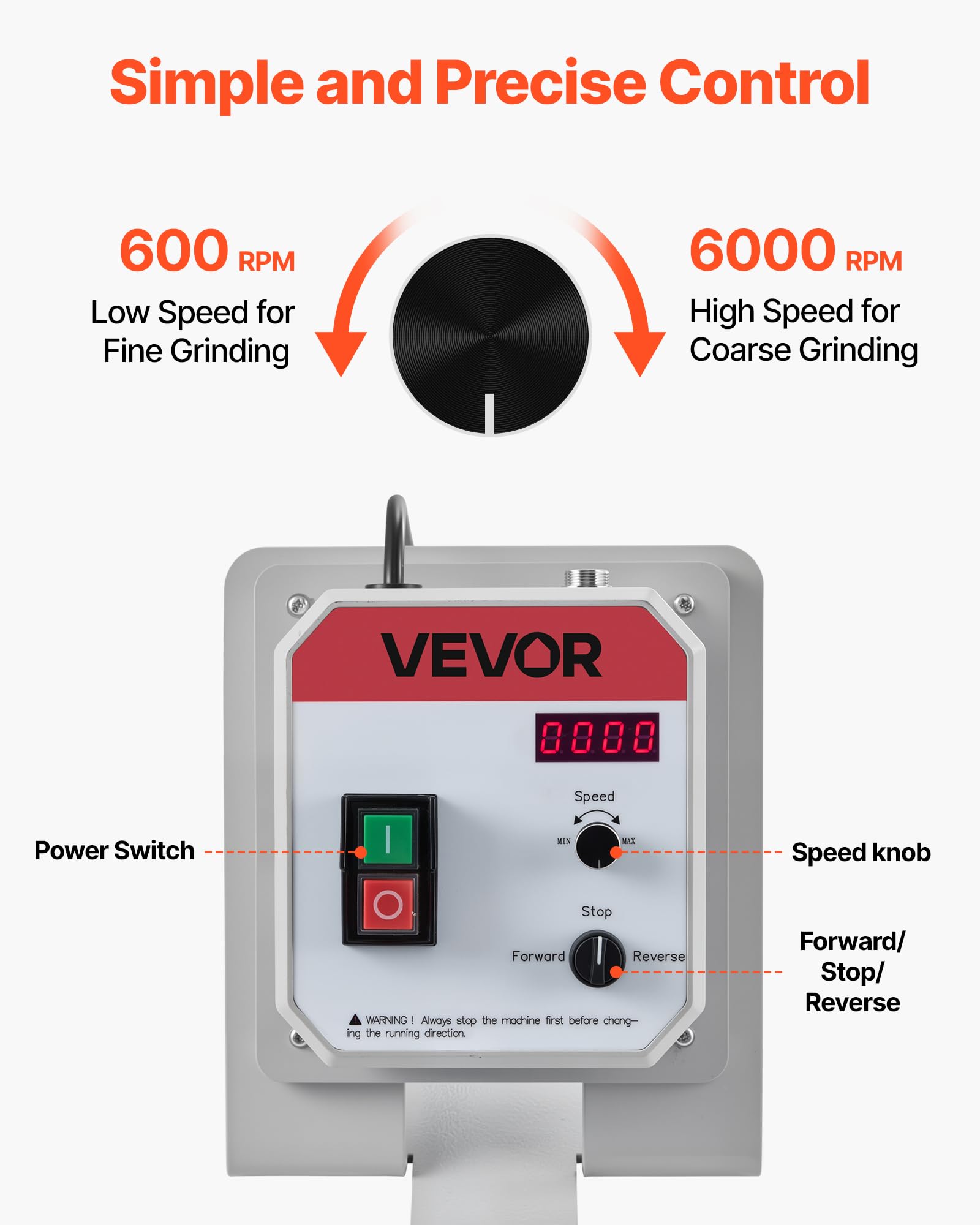 VEVOR Lijadora de Banda de 1500 W con VFD Velocidad Variable 600 a 6000 RPM, 32 m/s Motor sin Escobillas, Amoladora de Lijado 1829 x 51 mm, 3 Modos, 3 Bandas para Metal Acero Taller Madera Cuchillos
