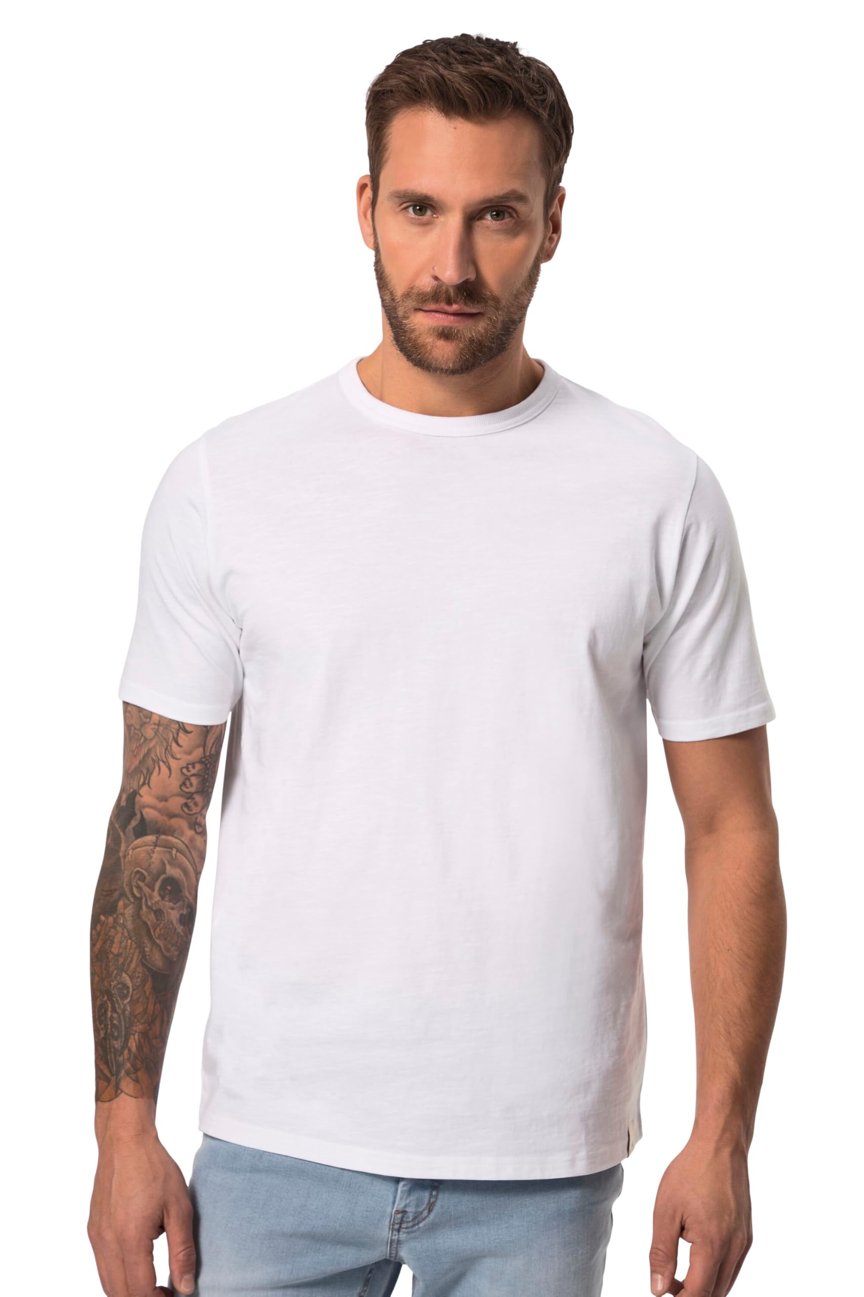 JP 1880 Men's Aware, T-Shirt, Stickerei, 1/2, Snow White, 3XL