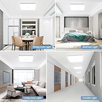 Airand LED Flush Mount Ceiling Light, 2PACK 24W 2050LM Square Ceiling Lights 5000K Daylight 12.6in LED Light Fixture IP44 Waterproof Ceiling Lights for Bedroom Kitchen Hallway Balcony Living Room