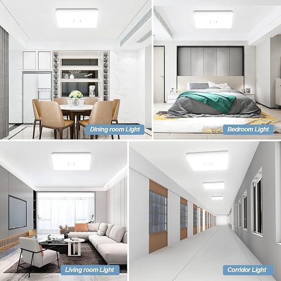 Airand LED Flush Mount Ceiling Light, 2PACK 24W 2050LM Square Ceiling Lights 5000K Daylight 12.6in LED Light Fixture IP44 Waterproof Ceiling Lights for Bedroom Kitchen Hallway Balcony Living Room