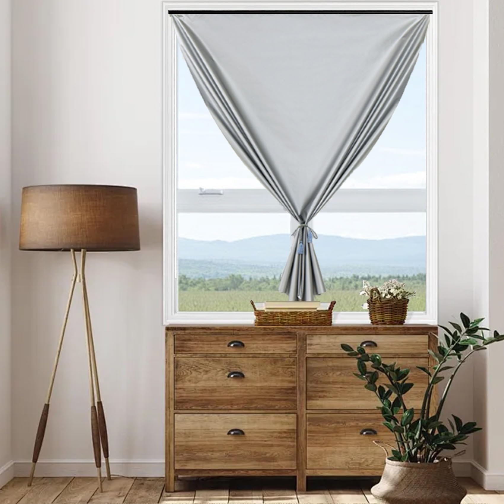Verdunkelungsrollo Ohne Bohren 160 x 180 cm, Beschichtung Sonnen, Einfache Installation, Maßgeschneiderte Größe Verdunklungsrollo Ohne Bohren, mit Klettband für Fenster Türen, Grau A