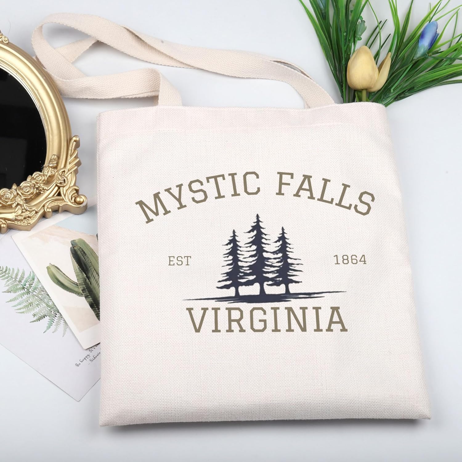 KUIYAI Vampire TV Show Merchandise Tote Bag for TVD Enthusiasts - Vampire Lover Gift - Mystic Falls Virginia Est 1864 - Image 4