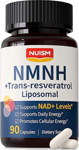 Suplemento NMNH NAD+, liposomal 600 mg NMN NAD+ y complejo de resveratrol para energía celular, envejecimiento saludable y apoyo metabólico, 90 de NUISM