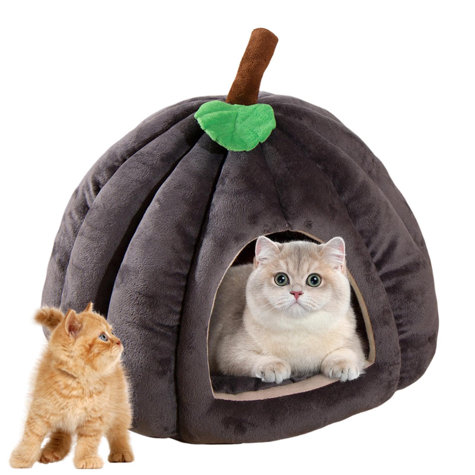 Pumpkin Cat Bed | Halloween Cat House | Anti-slip Cats Cave Bed Pumpkin Shaped | Comfortable Cute Pumpkins Style Cats Cave For Indoor Kitten, Small Dogs