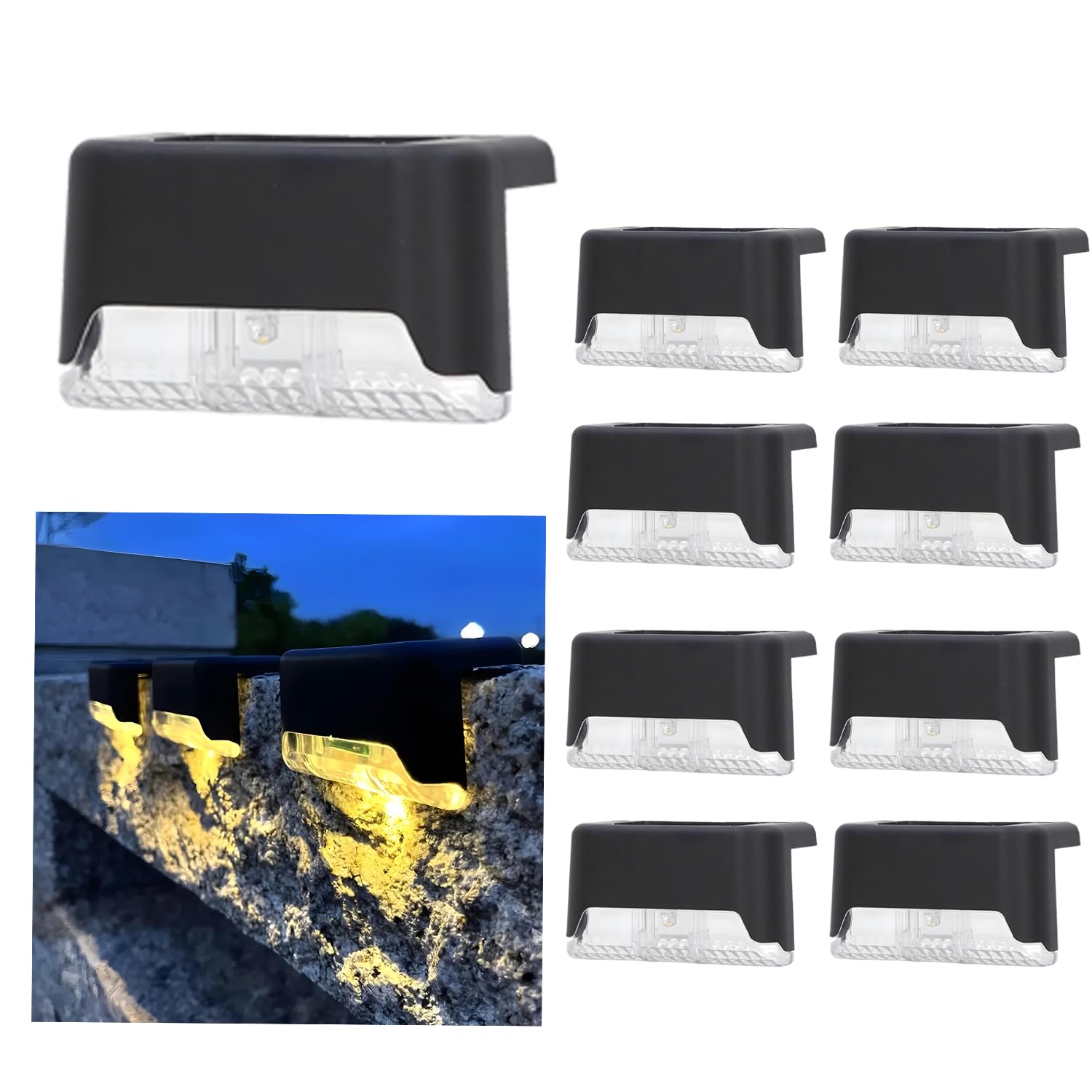 Oblivion Solar Deck Lights Outdoor 8 Pcs – Waterproof LED Step Lights for Driveway, Fence, Garden Pathway, Warm White Solar-Powered Stair Lights, Energy-Saving Decorative Dusk to Dawn Landscape Lamps-image-34