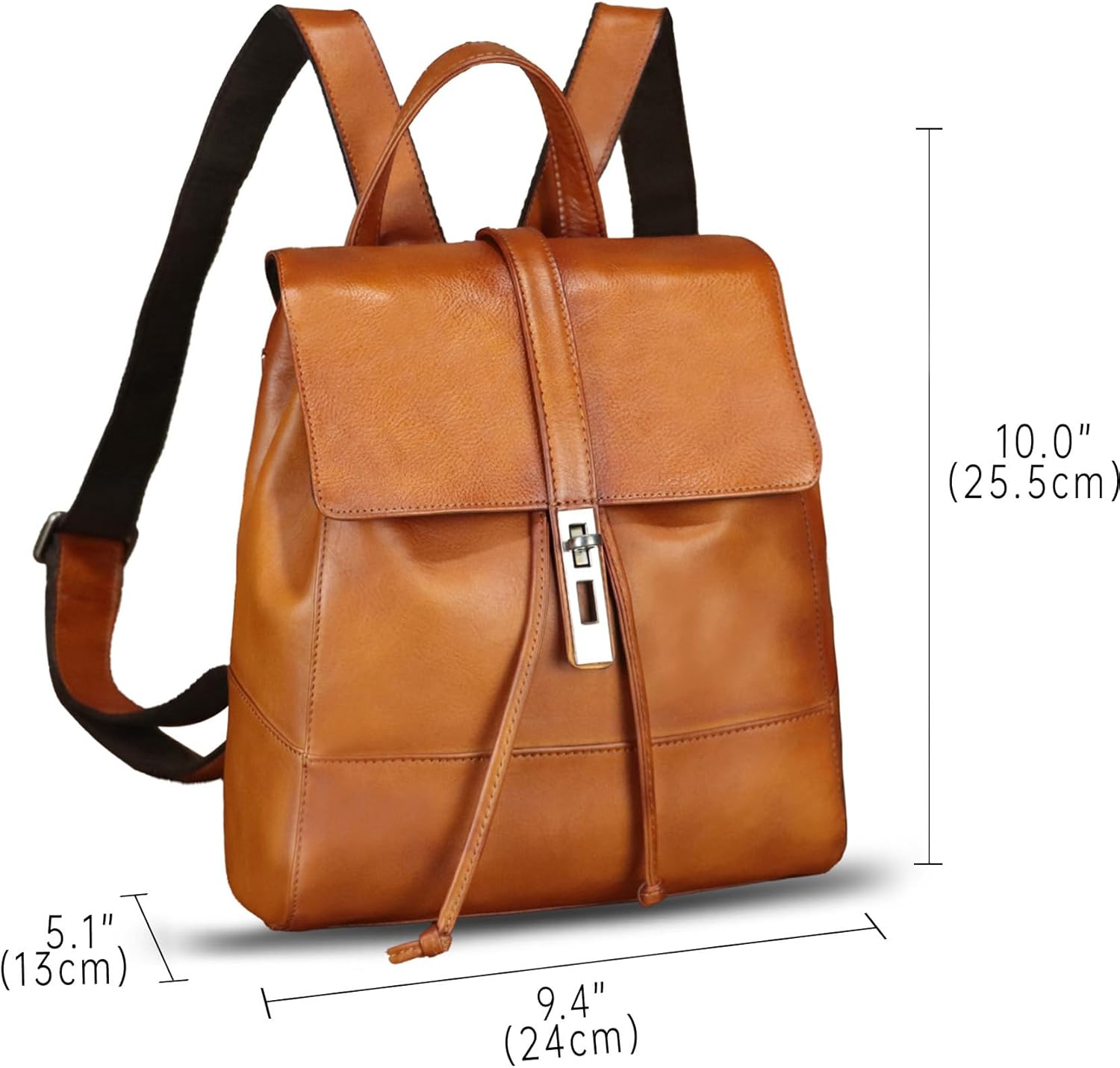 LRTO Genuine Leather Backpack Purse for Women Vintage Casual Daypack Back Bag Handmade Knapsack Western Rucksack Satchel (Brown)