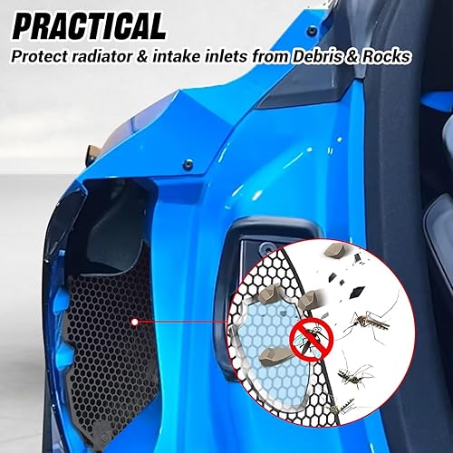 Miniatura 5 de Juego de 2 rejillas de malla de admisión lateral negra, accesorios de malla para conductor y lado derecho del pasajero, accesorios de malla para