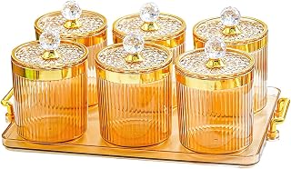 Food Storage Canister Organizer Container Nut Jar for Home Wedding Candy, Amber