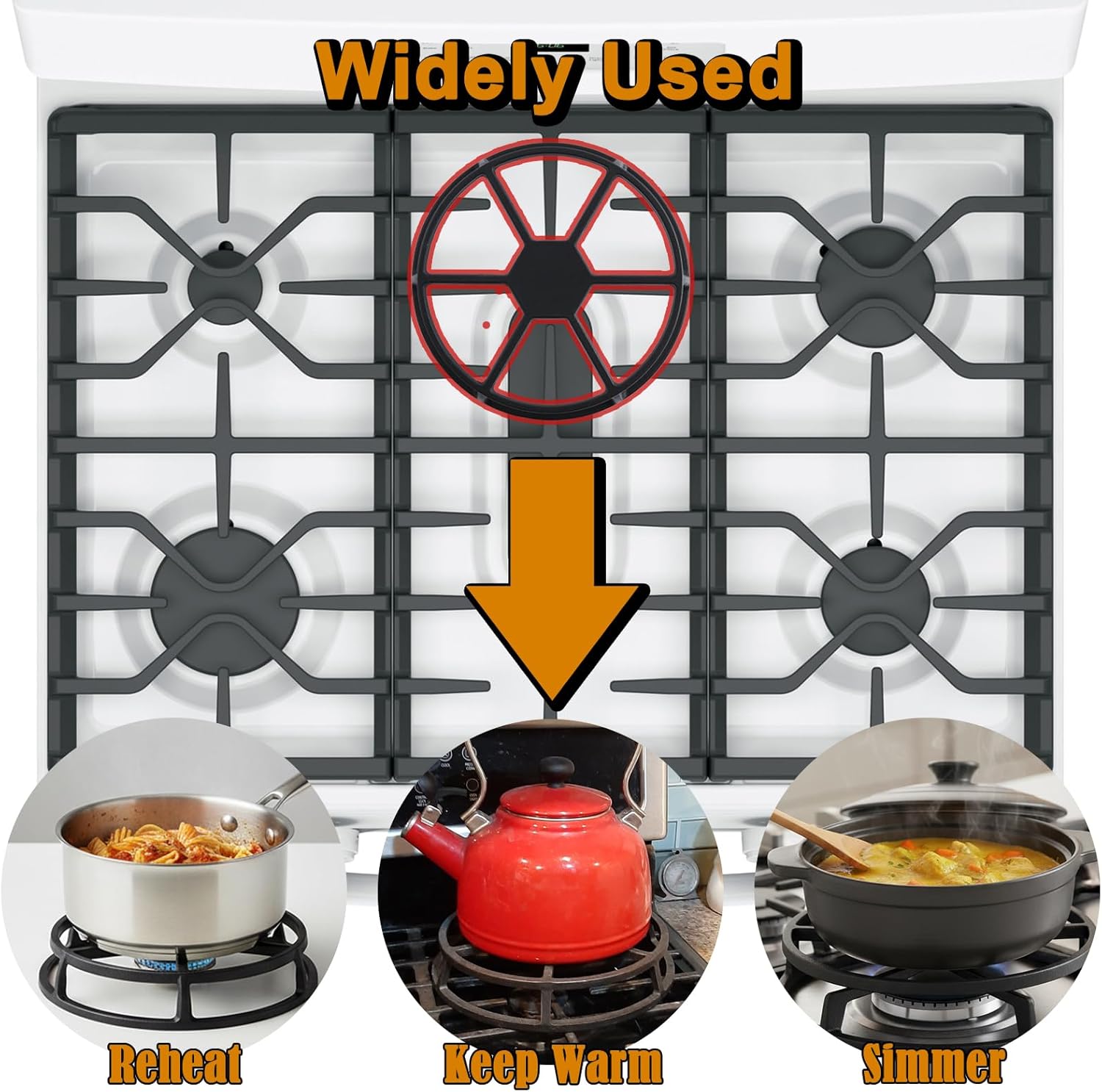 Heat Diffuser for Gas Stove, 9 Inch Cast Iron Stove Top Flame Tamer Simmer Plate Ring Gas Range Burner Heat Reducer Flame Guards Kitchen Electric Cooktop Pot Heat Conduction Spreader Warmer Plate