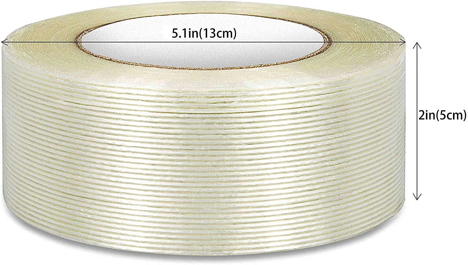 4 Pack 2in(5cm) 164ft (55-Yards / 50-Meters) 5.9mil Fiberglass Tape, Transparent Filament Reinforced Strapping Tape for Heavy Duty Packing