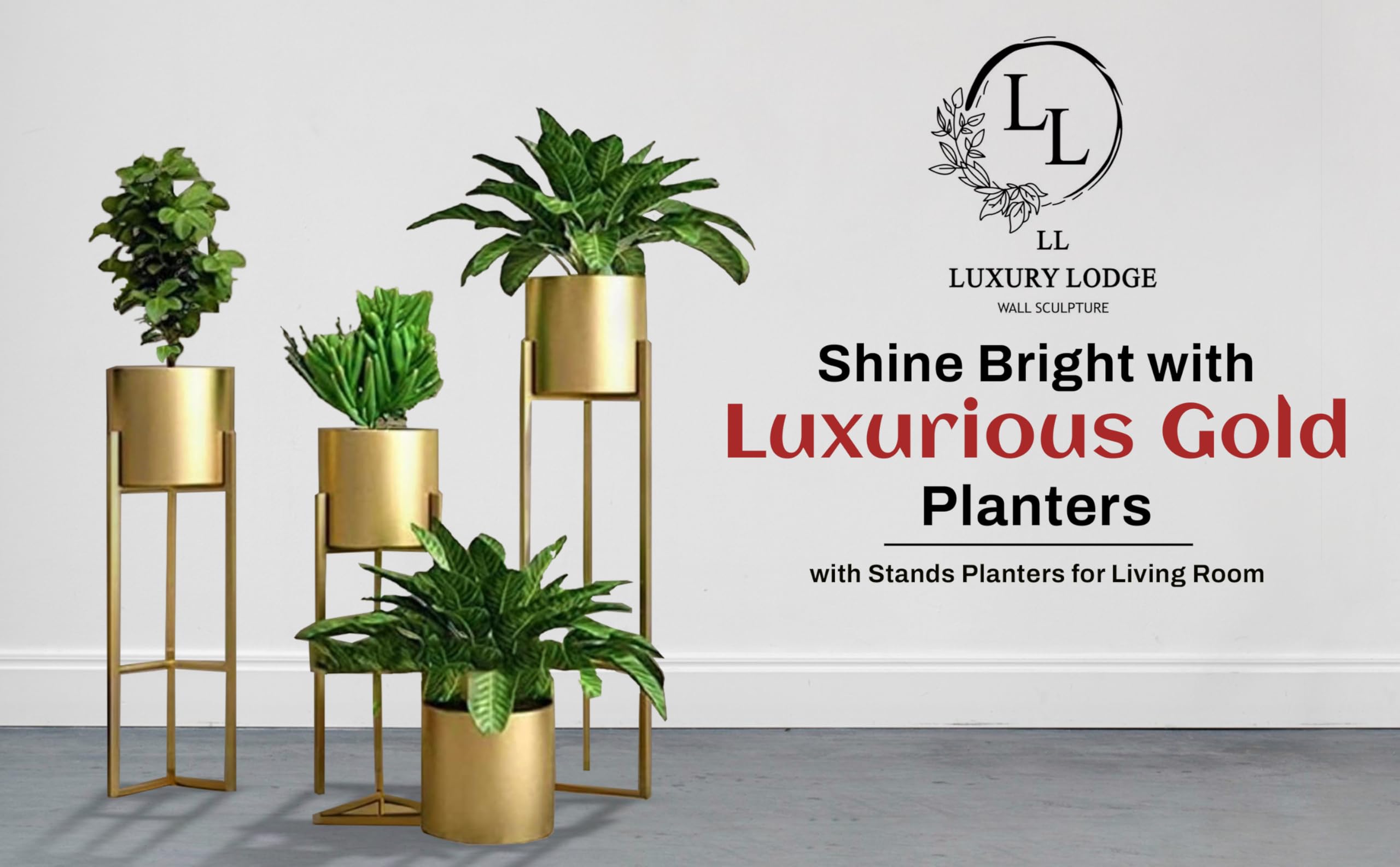 LUXURY LODGE Modern Metal Floor Flower Stands Planter for Living Room Bedroom Display Plant Stand Tall Indoor Plant Stand with Planter Pot -Set of 3 gold (B0DG78Q5KF) Amazon Price History, Amazon Price Tracker