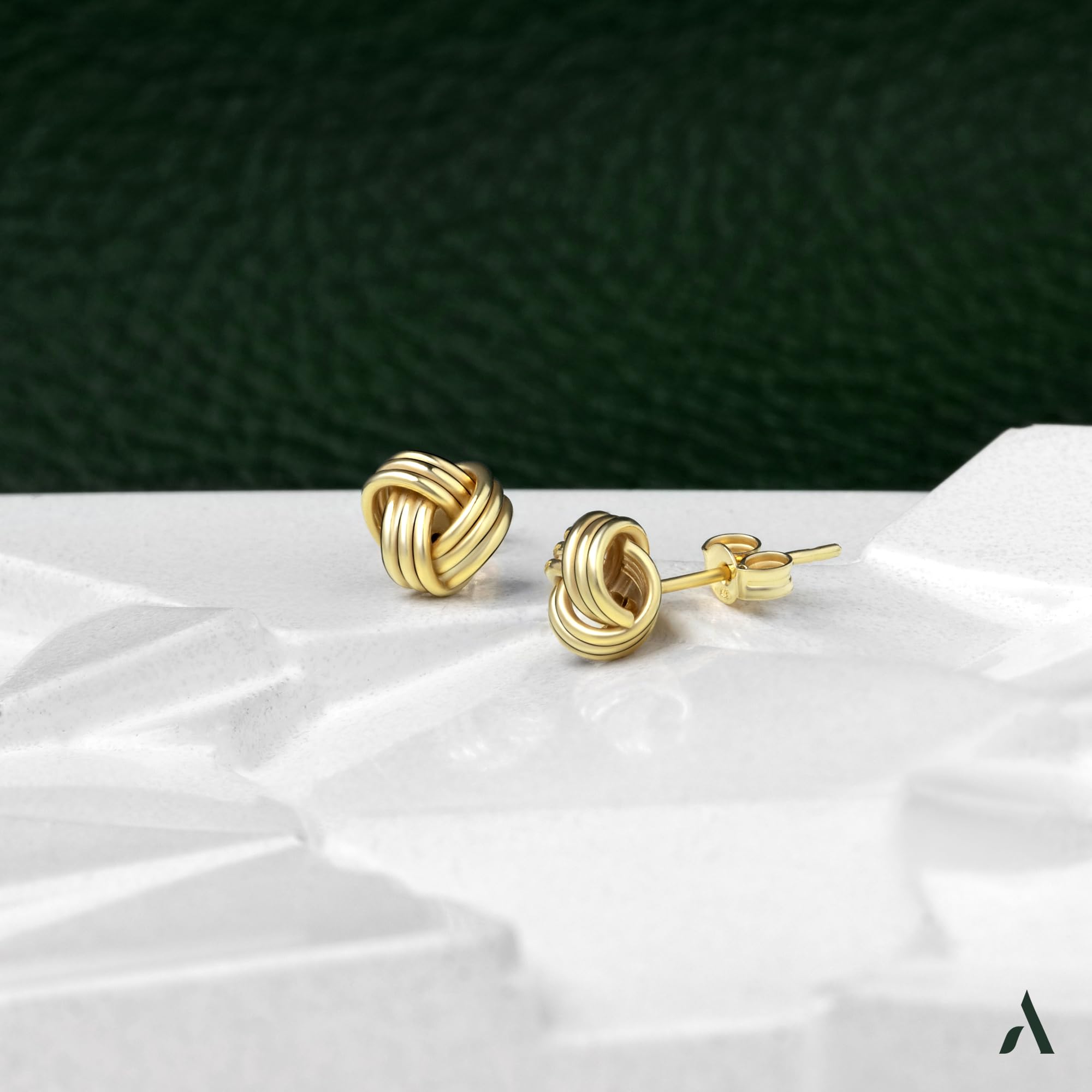 Amberta Echte Knoten Ohrringe für Damen aus 9K 14K Gold | Ohrstecker aus Massivem Gold im Keltischen Liebesknoten Design