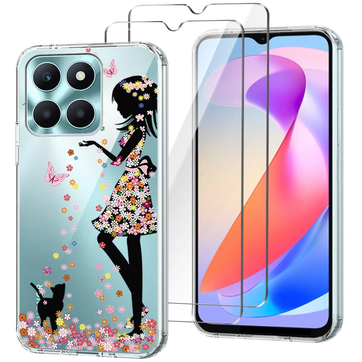 Custodia per Honor X6b, Custodia in silicone TPU Bumper con supporto ad anello, protezione per fotocamera blu