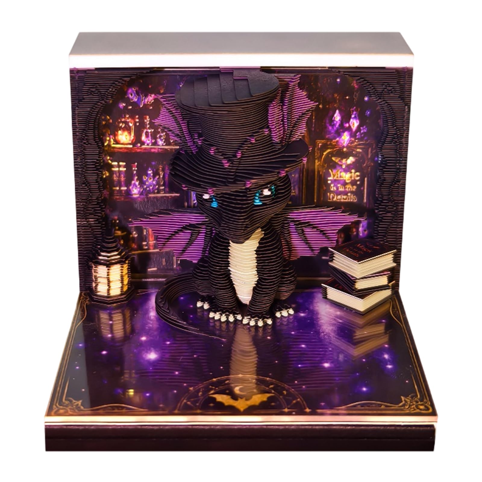 3D Memo Pad Time Piece Calendar 2027, 3D Tear-Off Art Desk Calendar 2027, Creative 3D Memo Pad Paper Art Tree House DIY Paper Carving Decoration (Mystic purple Dargon)