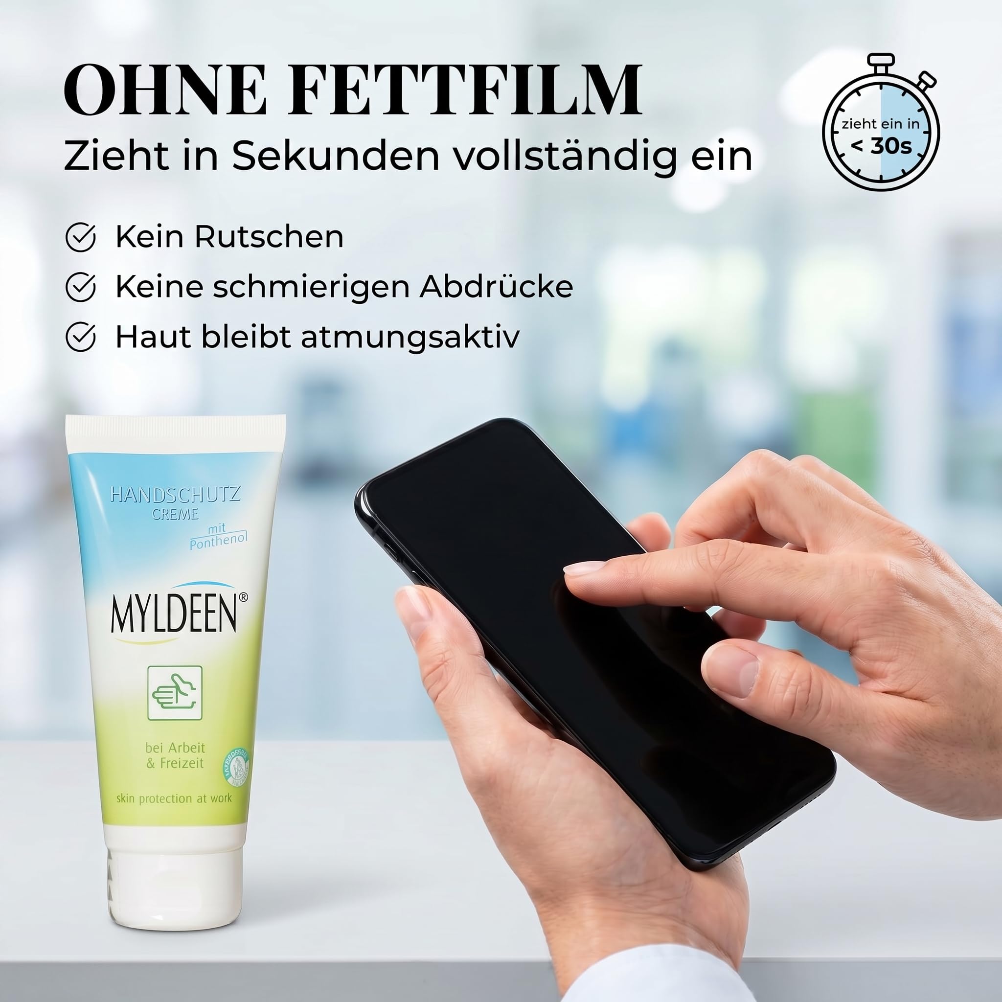 Handschutzcreme 100 ml – Handschutzcreme für Arbeit & Alltag – Handcreme für sehr trockene Hände pflegend & schützend – intensive Handpflege bei rissigen Händen – Nicht fettend – 12 Stück
