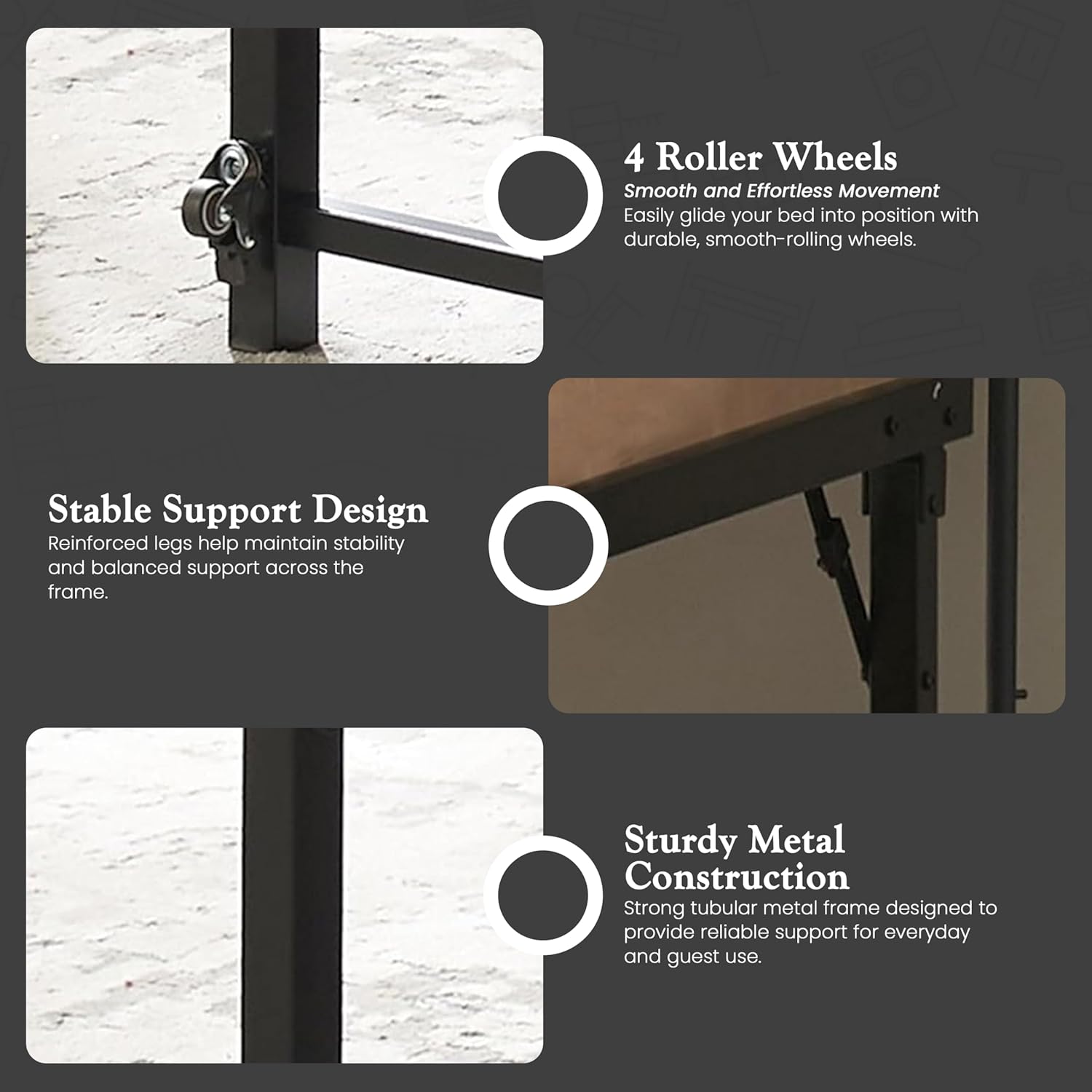 Kings Brand Furniture Twin Metal Daybed with Pop-Up Trundle, Sturdy Steel Slat Support Space Saving Guest Bed Frame, Bedroom & Living Room, Black