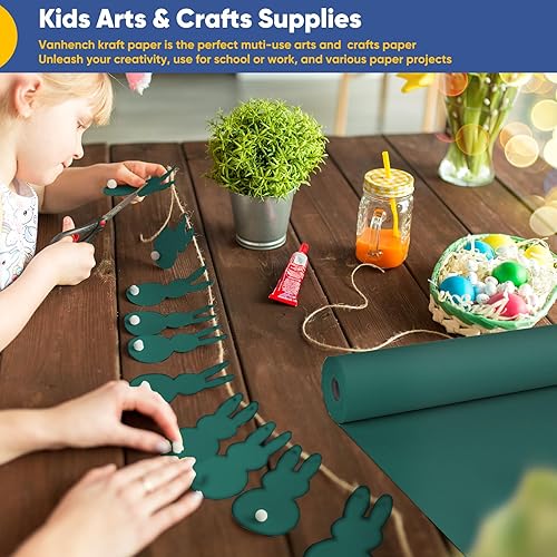 Miniatura 7 de Rollo de papel de regalo verde de 17.5 x 670 pulgadas (56 pies), rollo de papel kraft de color sólido, rollo de papel de regalo de Navidad, ramo de