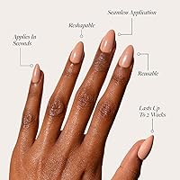 Vista 109 de Glamnetic Uñas a presión – Red Affair Uñas cortas de punta francesa con purpurina roja almendra con un acabado brillante 15 tamaños – Kit de 30