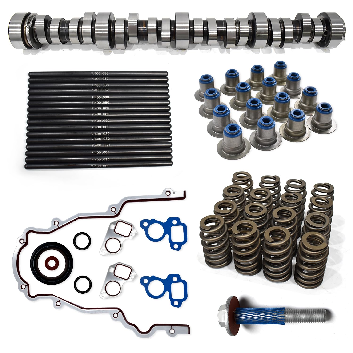 E1840P Sloppy Stage 2 Camshaft Kit with Springs Pushrods Lifters Set Fits for 1997-2013 Chevrolet GMC LS1 LS2 LS6 LQ4 LM7 4.8 5.3 5.7 6.0 6.2 V8 LSx Engine Replaces #PAC-1218 HL2148S 7.400”